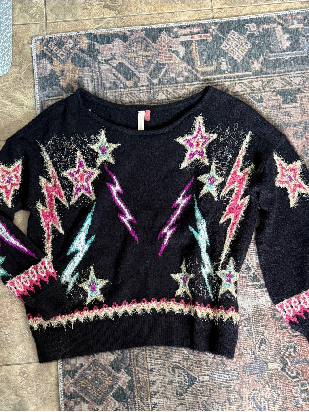 Anthropologie Pilcro Black Star & Lightning Knit Sweater - Women
